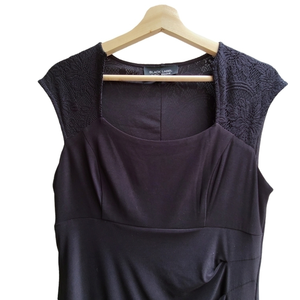 Black Label by Evan-Picone Long Black Dress, Size Small - Picture 3 of 8